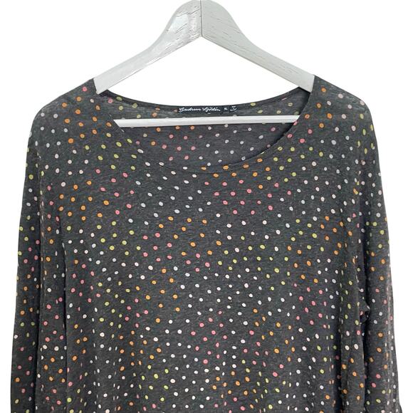 Gudrun Sjoden Size XL Gray Polka Dot Lightweight Tencel-Wool Long Sleeve Shirt - Picture 4 of 8